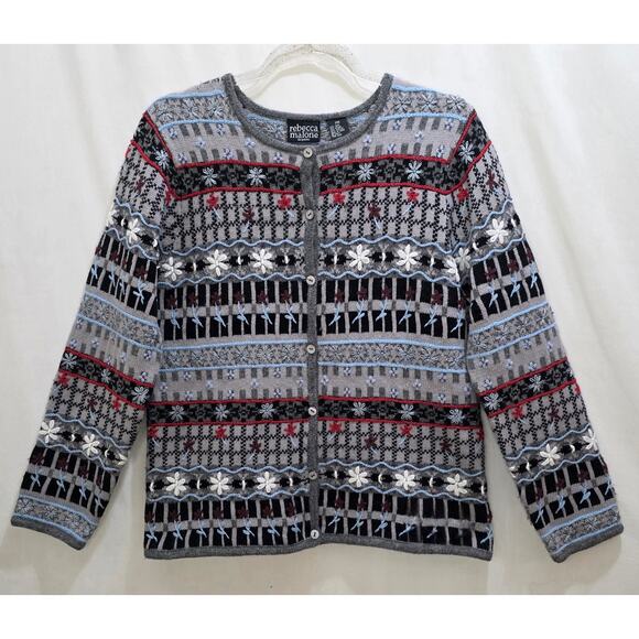 Rebecca Malone Sweaters - Vintage Rebecca Malone Floral Grannycore Cabincore Wool Blend Cardigan Medium PT